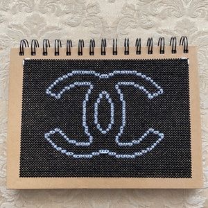 NEW hand sewn Chanel logo notebook, 8x6 inches